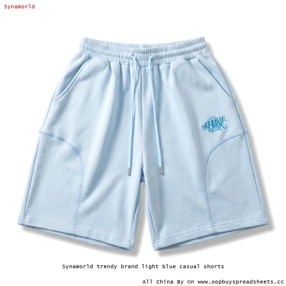 SynaWorld trendy brand light blue casual shorts