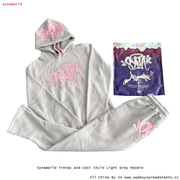 SynaWorld Trendy and Cool Style Light Grey Hoodie