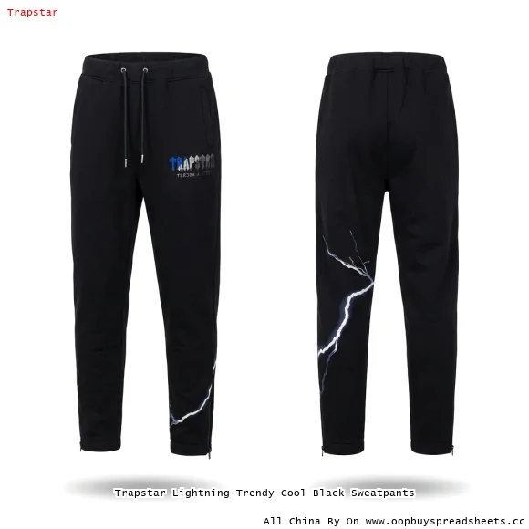 Trapstar Lightning Trendy Cool Black Sweatpants