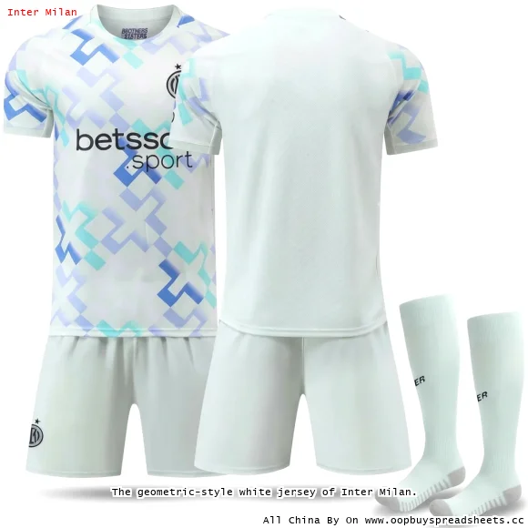 The geometric-style white jersey of Inter Milan.