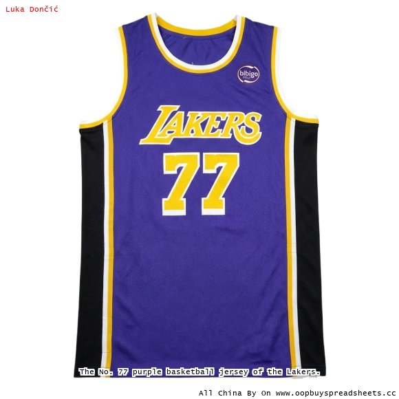 The No. 77 purple basketball jersey of the Lakers.
