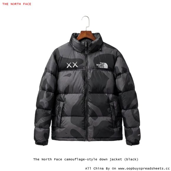 The North Face camouflage-style down jacket (black)