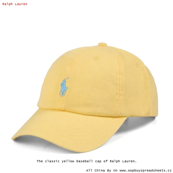 The classic yellow baseball cap of Ralph Lauren.