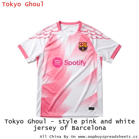 Tokyo Ghoul - style pink and white jersey of Barcelona