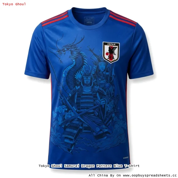 Tokyo Ghoul Samurai Dragon Pattern Blue T-shirt