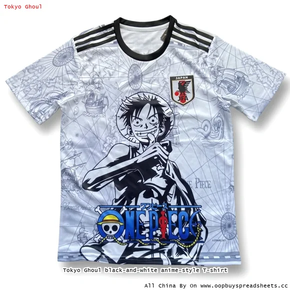 Tokyo Ghoul black-and-white anime-style T-shirt