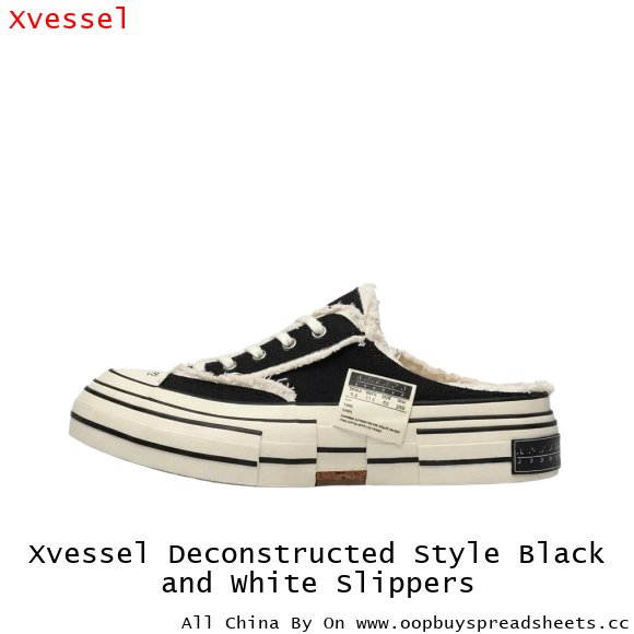 Xvessel Deconstructed Style Black and White Slippers