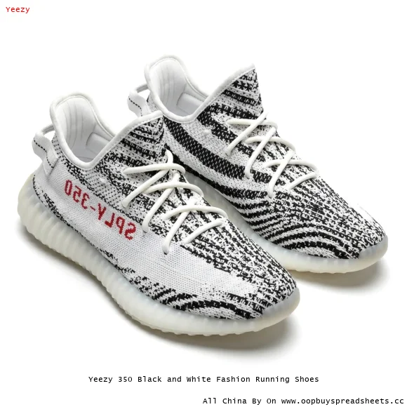 Yeezy 350 Black and White Fashion Running Shoes