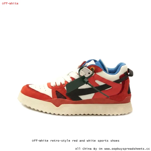 Off-White retro-style red and white sports shoes
