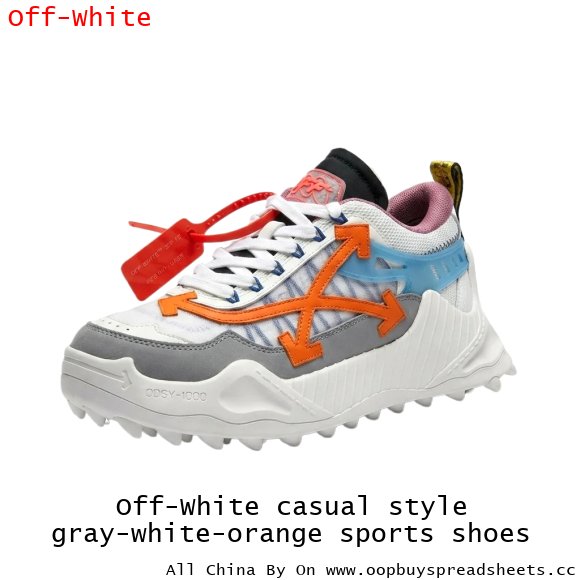 Off-White casual style gray-white-orange sports shoes