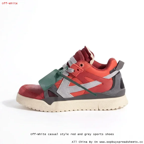 Off-White casual style red and grey sports shoes
