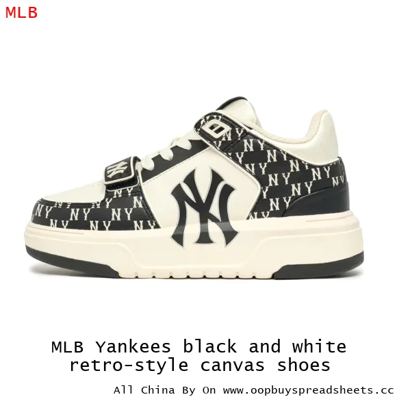 MLB Yankees black and white retro-style canvas shoes