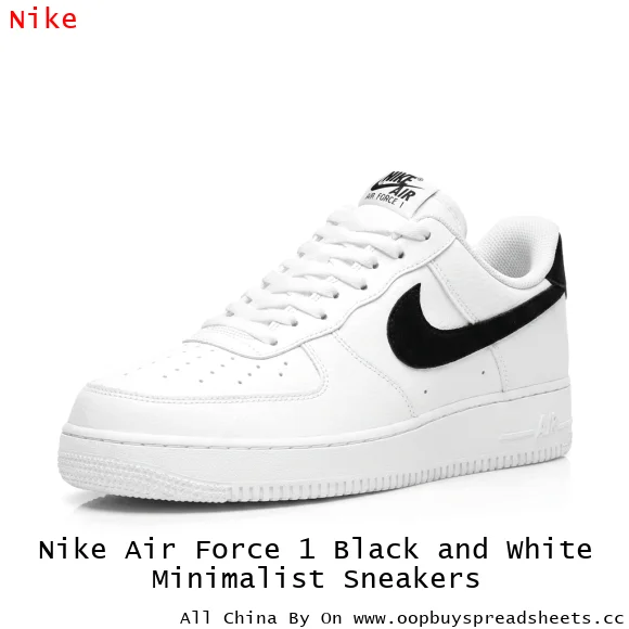Nike Air Force 1 Black and White Minimalist Sneakers