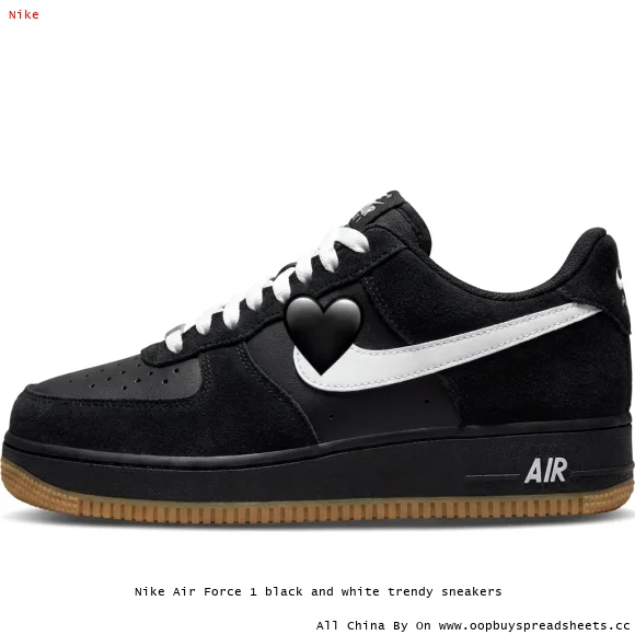 Nike Air Force 1 black and white trendy sneakers