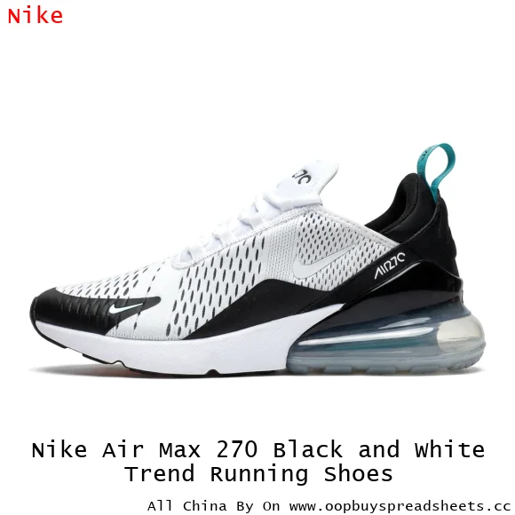 Nike Air Max 270 Black and White Trend Running Shoes