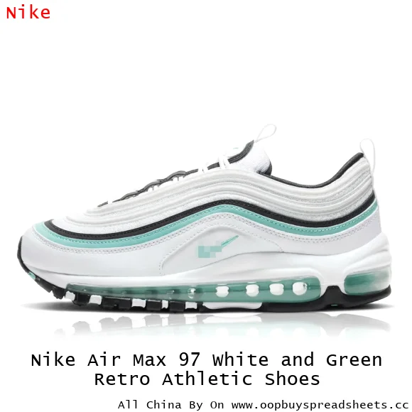 Nike Air Max 97 White and Green Retro Athletic Shoes