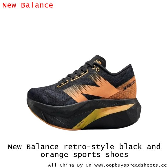 New Balance retro-style black and orange sports shoes