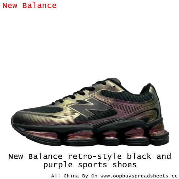 New Balance retro-style black and purple sports shoes