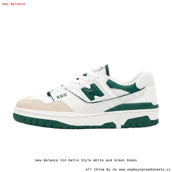 New Balance 550 Retro Style White and Green Shoes