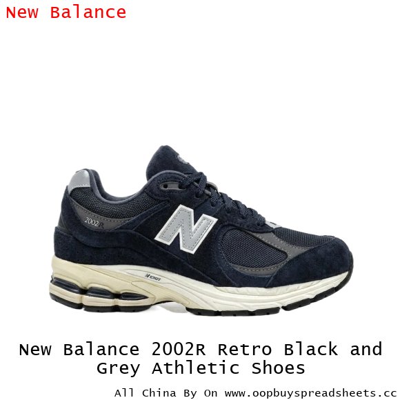 New Balance 2002R Retro Black and Grey Athletic Shoes