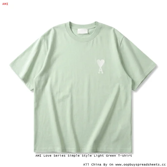 AMI Love Series Simple Style Light Green T-shirt
