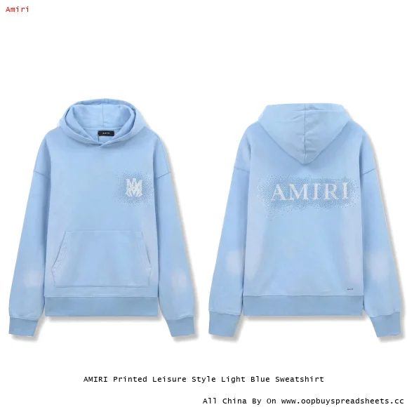AMIRI Printed Leisure Style Light Blue Sweatshirt