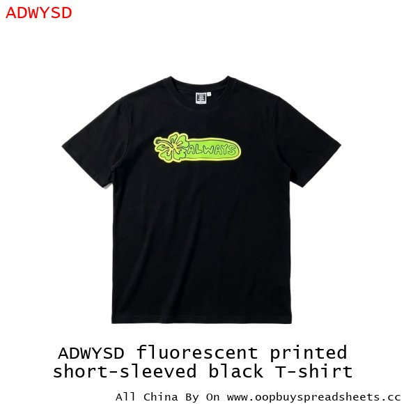 ADWYSD fluorescent printed short-sleeved black T-shirt