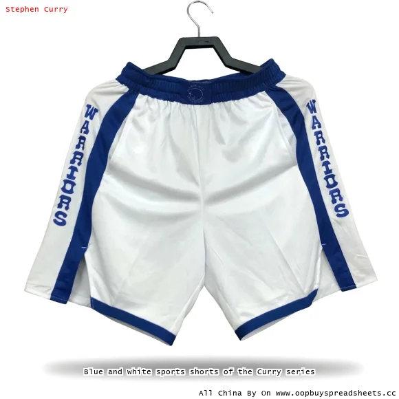 Blue and white sports shorts of the Curry series