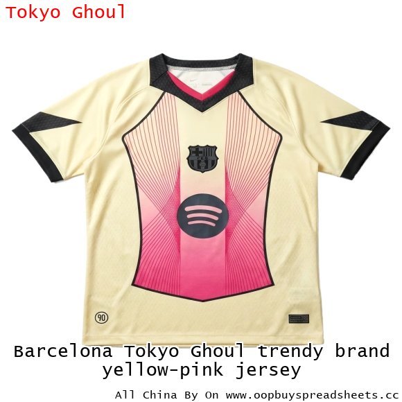Barcelona Tokyo Ghoul trendy brand yellow-pink jersey