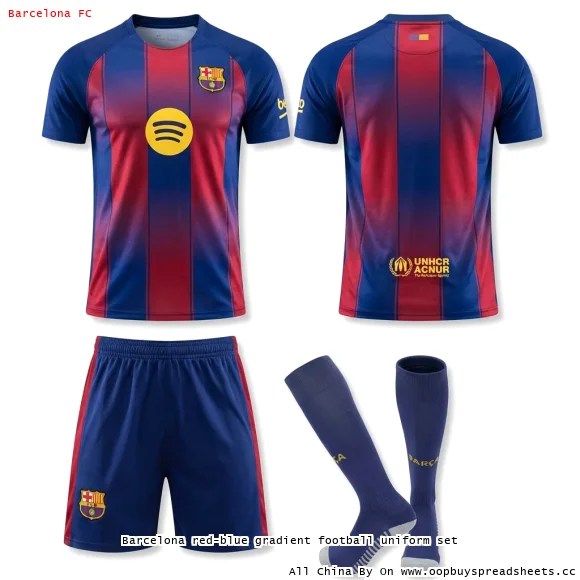 Barcelona red-blue gradient football uniform set