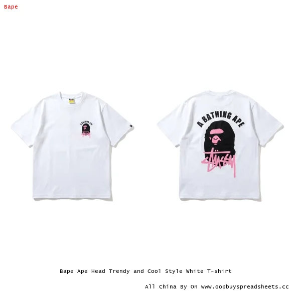 Bape Ape Head Trendy and Cool Style White T-shirt