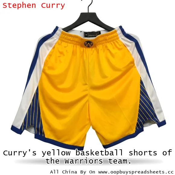 Curry's yellow basketball shorts of the Warriors team.