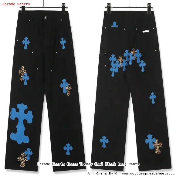 Chrome Hearts Cross Trendy Cool Black Long Pants