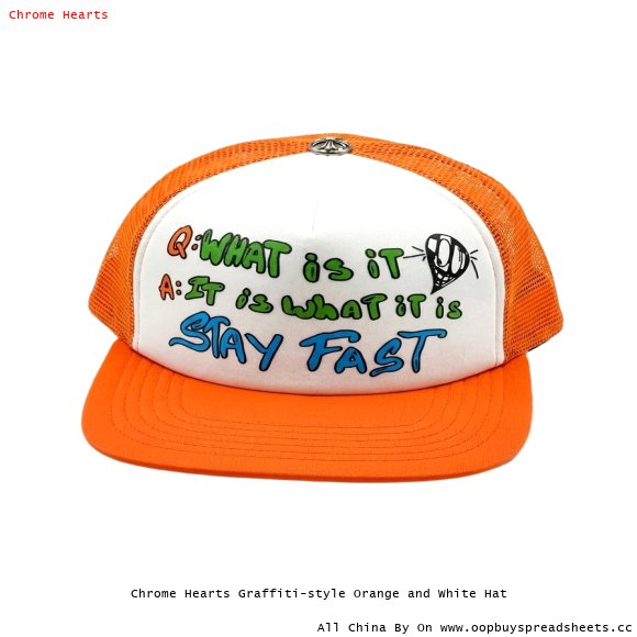 Chrome Hearts Graffiti-style Orange and White Hat