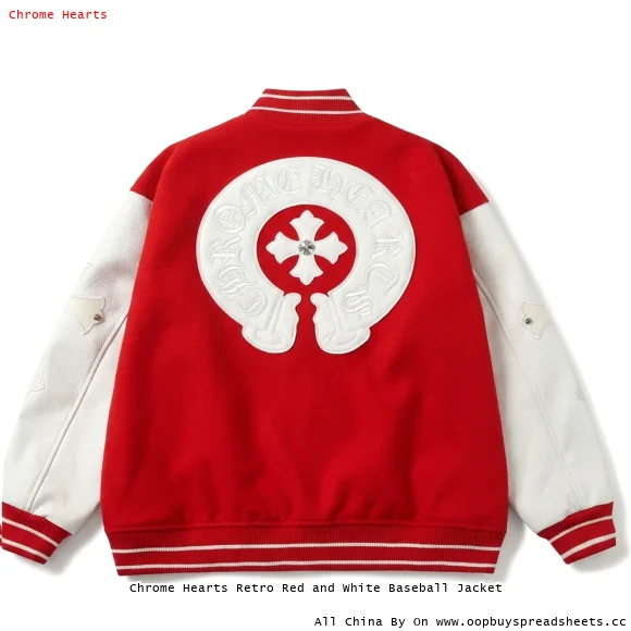 Chrome Hearts Retro Red and White Baseball Jacket