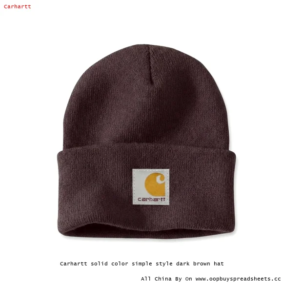 Carhartt solid color simple style dark brown hat