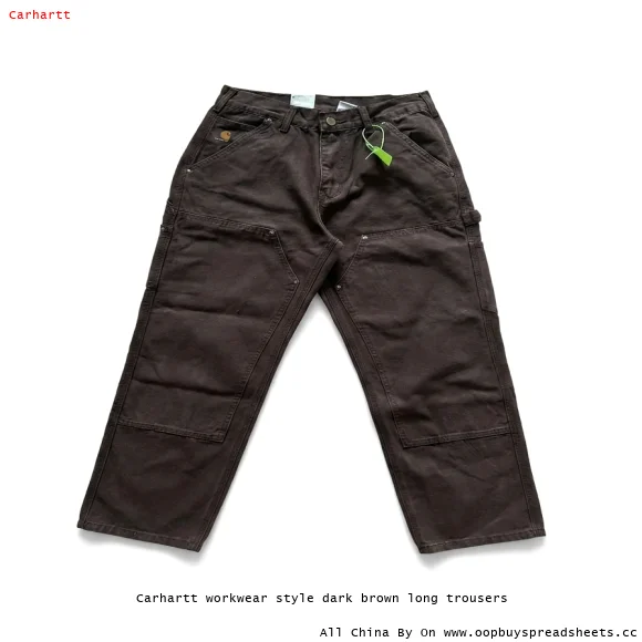 Carhartt workwear style dark brown long trousers