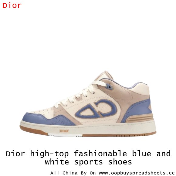 Dior high-top fashionable blue and white sports shoes