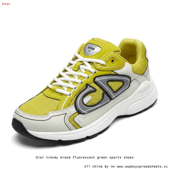 Dior trendy brand fluorescent green sports shoes