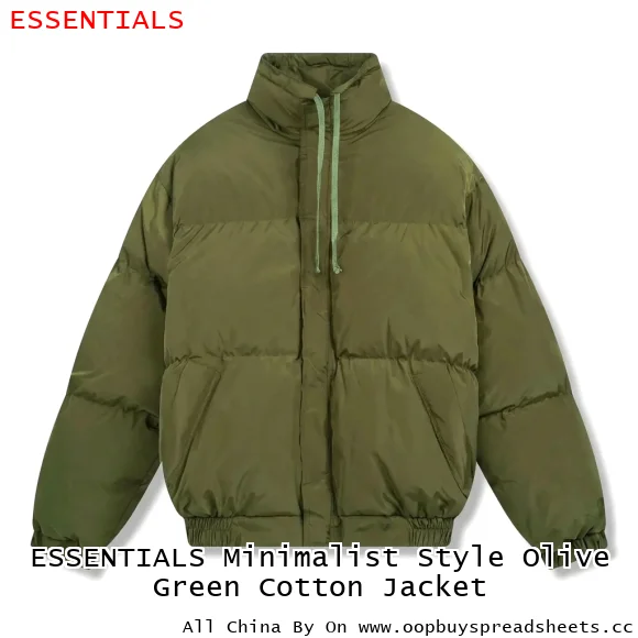 ESSENTIALS Minimalist Style Olive Green Cotton Jacket