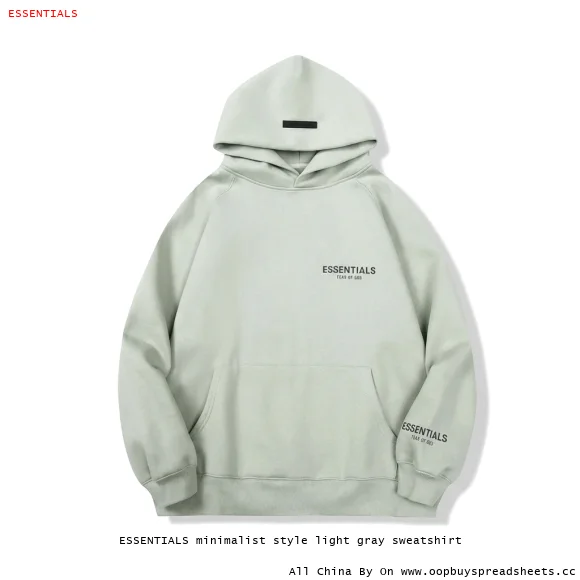 ESSENTIALS minimalist style light gray sweatshirt