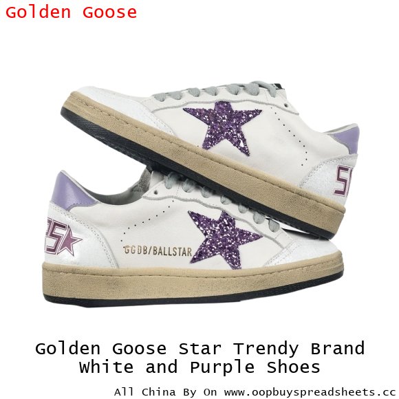 Golden Goose Star Trendy Brand White and Purple Shoes