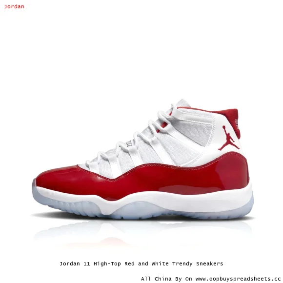 Jordan 11 High-Top Red and White Trendy Sneakers