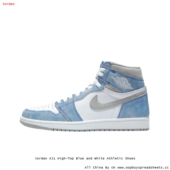 Jordan AJ1 High-Top Blue and White Athletic Shoes