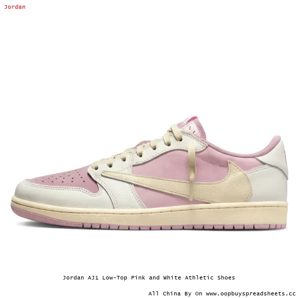 Jordan AJ1 Low-Top Pink and White Athletic Shoes
