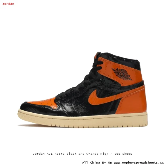 Jordan AJ1 Retro Black and Orange High - top Shoes