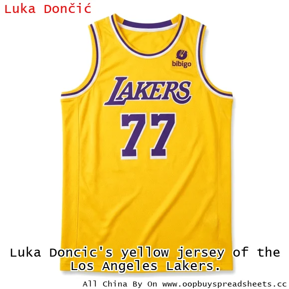 Luka Doncic's yellow jersey of the Los Angeles Lakers.