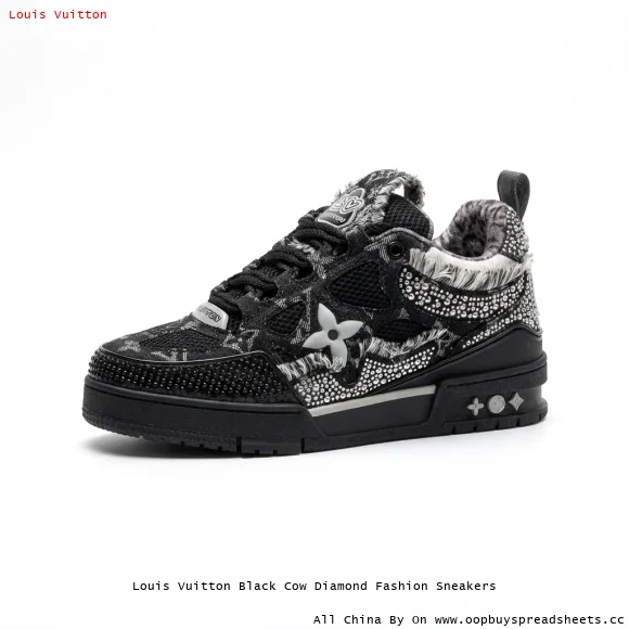 Louis Vuitton Black Cow Diamond Fashion Sneakers