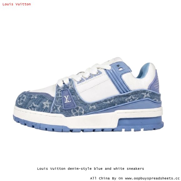 Louis Vuitton denim-style blue and white sneakers
