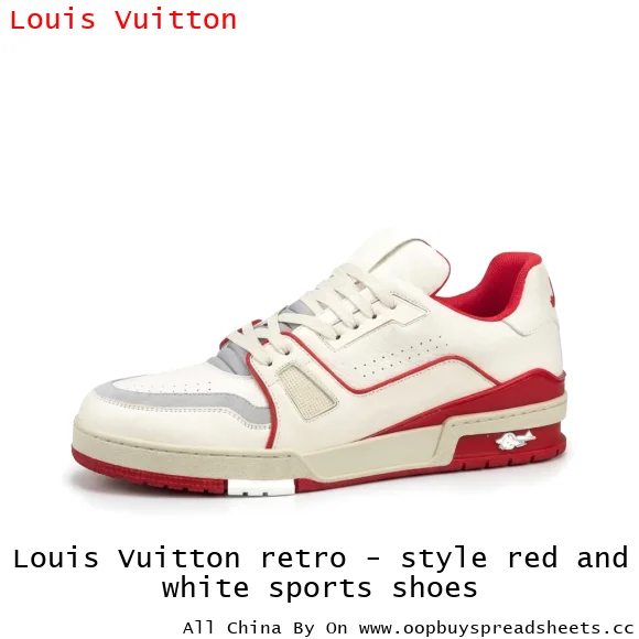 Louis Vuitton retro - style red and white sports shoes
